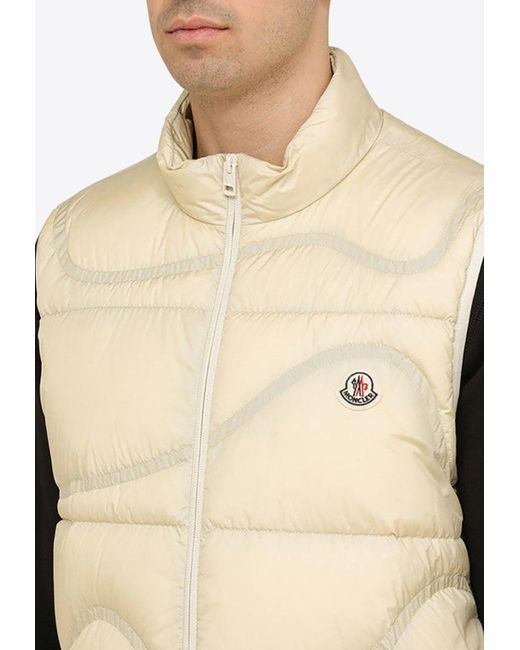 Moncler Natural Tayrona Logo Patch Zip-Up Vest for men