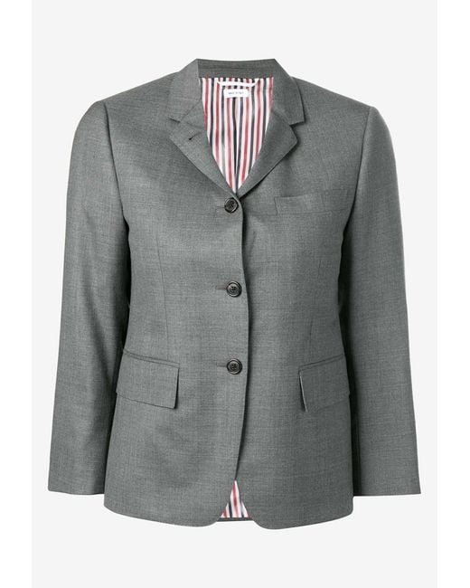 Thom Browne Gray Single-Breasted Wool Blazer