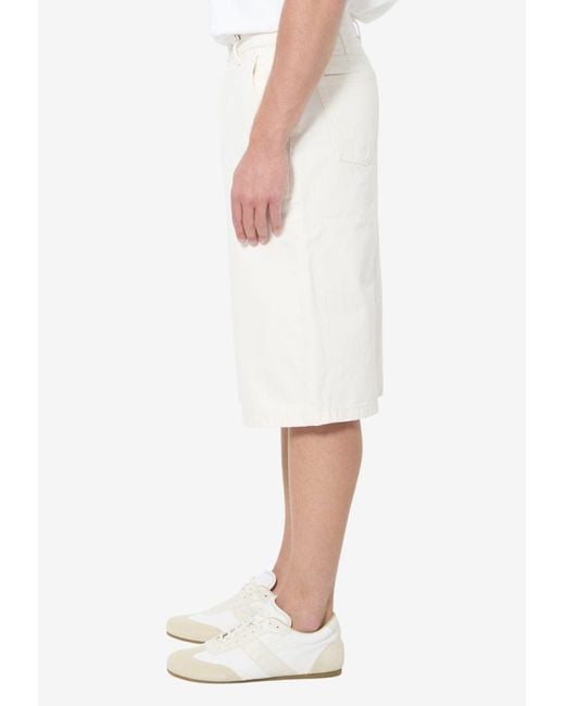AMI White Logo Patch Loose Bermuda Shorts for men