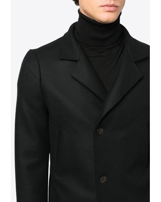 SAPIO Black Double-Breasted Wool-Blend Jacket for men