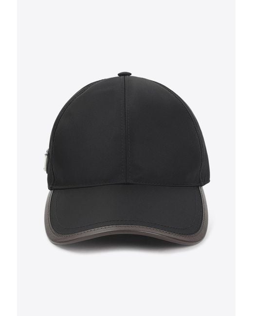 Prada Black Triangle Logo Baseball Cap for men