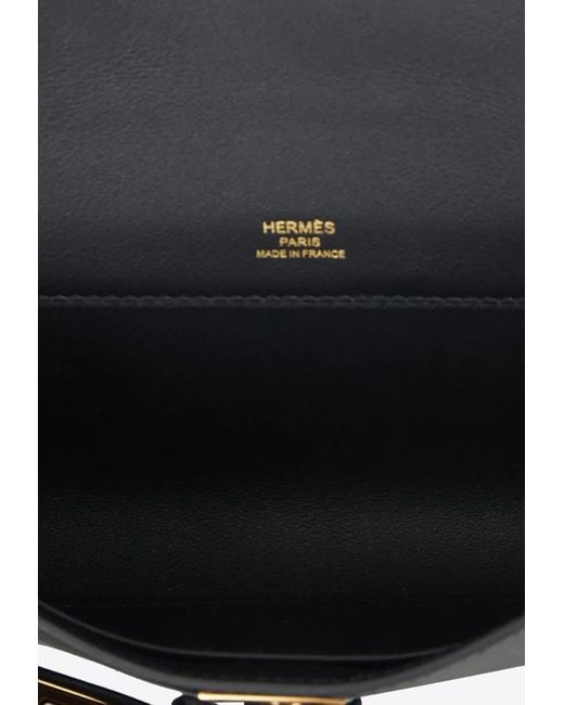 Hermes Kelly Cut Clutch Bag Black Swift Palladium Hardware