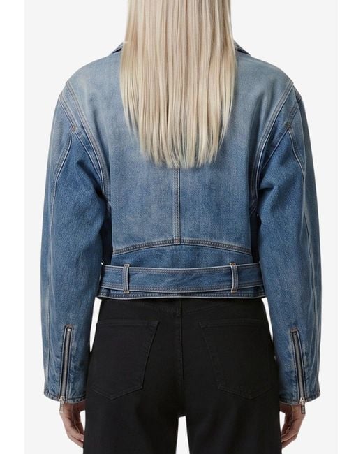 Alaïa Blue Reverse Cropped Denim Jacket