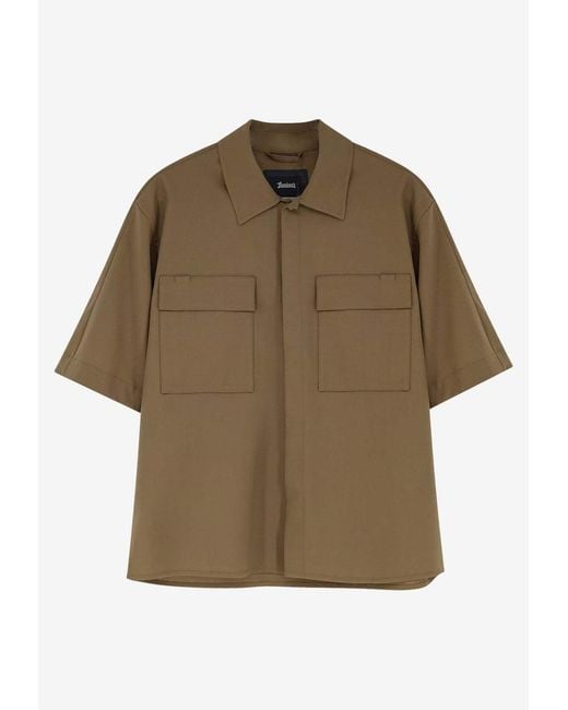 Herno Brown Wool-Blend Buttoned Shirt for men
