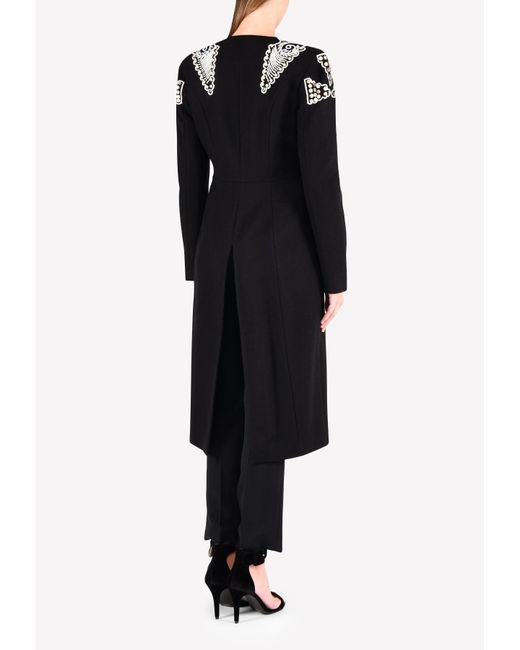 Temperley London Black Empire Embellished Long Sleeve Evening Coat