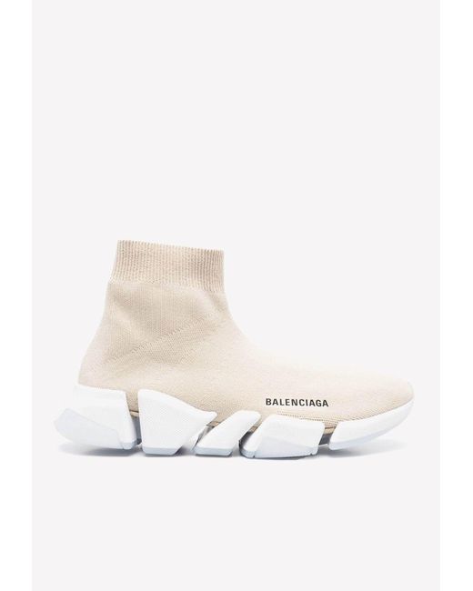 Balenciaga Speed 2.0 High-top Sneakers in Natural | Lyst