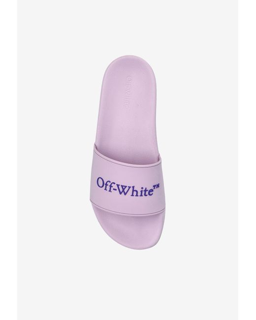 Off-White c/o Virgil Abloh Purple Raised Logo Rubber Slides