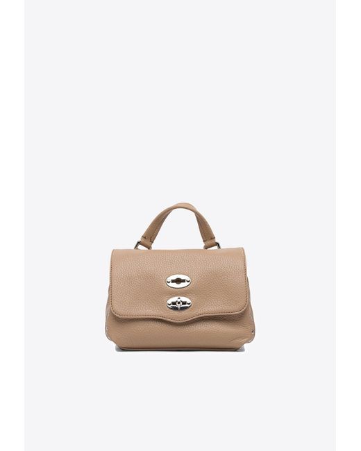 Zanellato White Baby Postina Hammered Leather Top Handle Bag