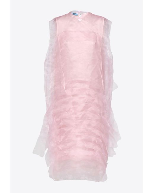 Prada Pink Tulle Midi Layered Dress