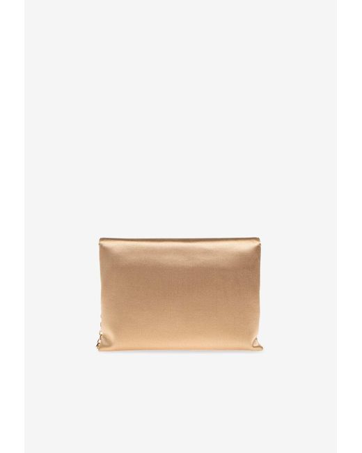Max Mara White Envelope Satin Clutch