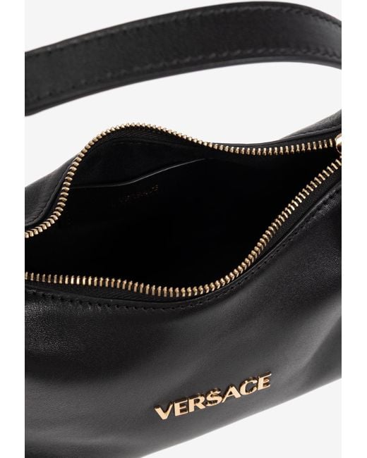 Versace Black Tag Leather Hobo Bag