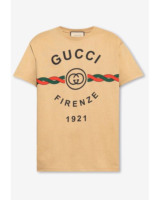 Gucci Natural Interlocking Logo Torchon Crewneck T-shirt for men