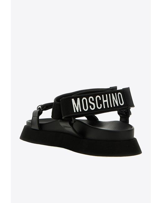 Moschino Black Logo Bands Flat Sandals for men