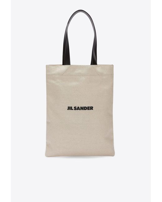Jil Sander Natural Medium Logo Tote Bag