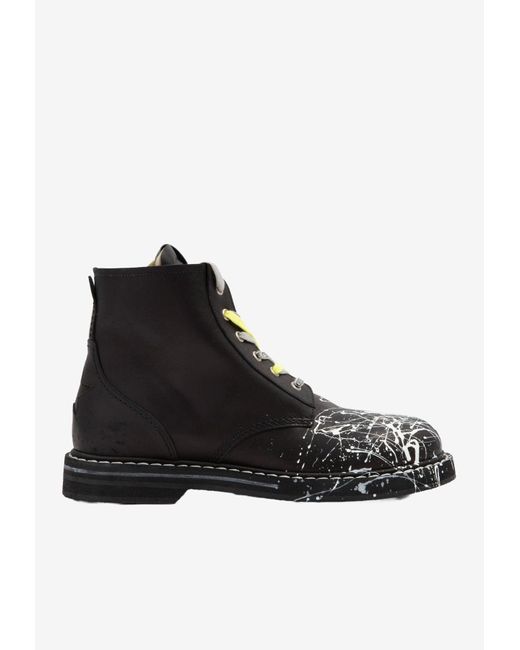 Golden Goose Paint Splatter Combat Boots In Leather in Black for Men Lyst