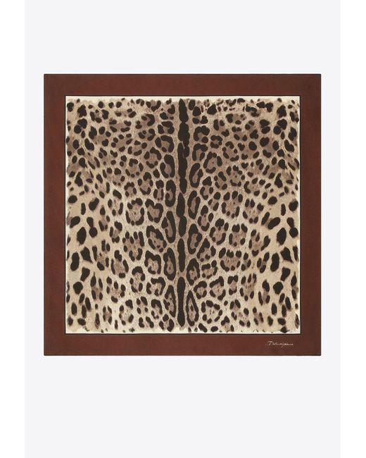 Dolce & Gabbana Black Leopard Print Silk Scarf