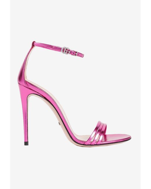 Gucci Pink Metallic Leather Sandals