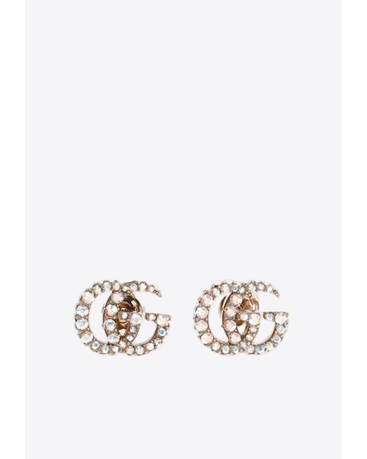Gucci White Crystal-embellished GG Earring