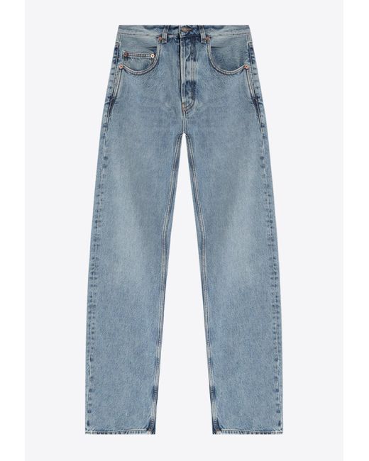 Saint Laurent Blue Straight-Leg Denim Jeans