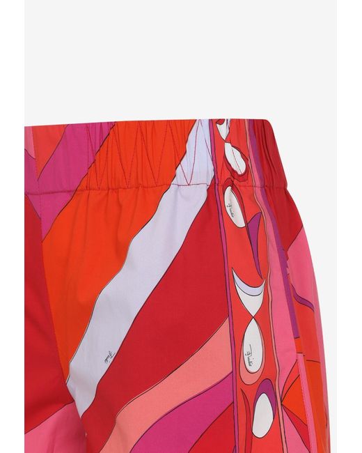 Emilio Pucci Red Pesci-Printed Mini Shorts