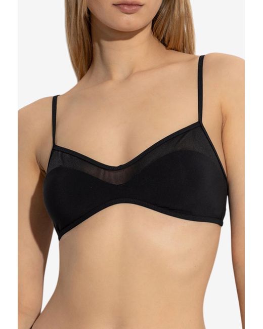 Tory Burch Black Sheer Panel Bikini Top