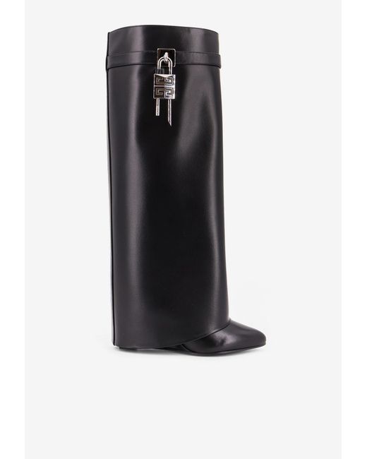 Givenchy Black Shark Lock 90 Knee-High Leather Boots