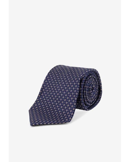 Kiton Blue Micro Pattern Silk Tie for men