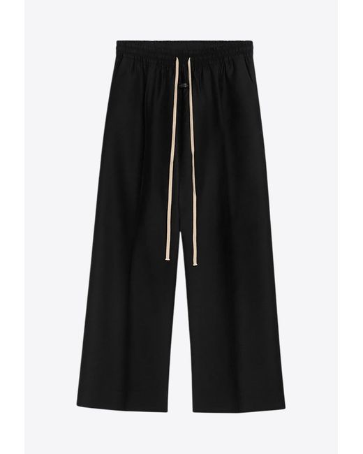Fear Of God Black Logo Patch Wide-Leg Track Pants for men