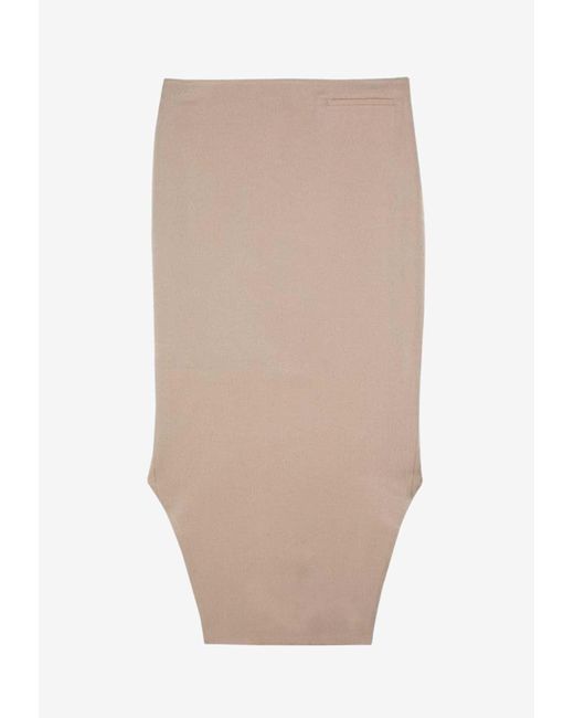 Givenchy Natural Asymmetrical Midi Silk Skirt