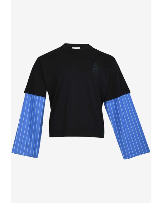 J.W. Anderson Blue Layered-Sleeve Anchor T-Shirt for men