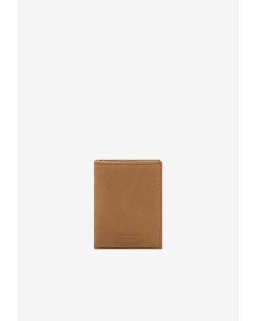 Tom Ford White T-Line Leather Bi-Fold Cardholder for men