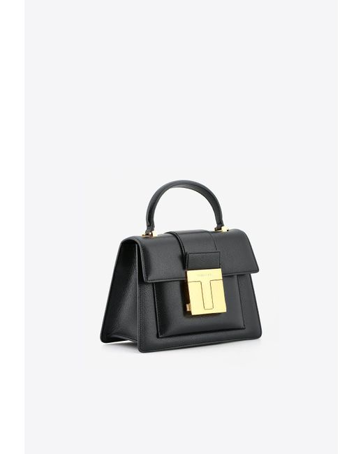 Tom Ford Small 001 Top Handle Bag In Grained Leather in Black | Lyst