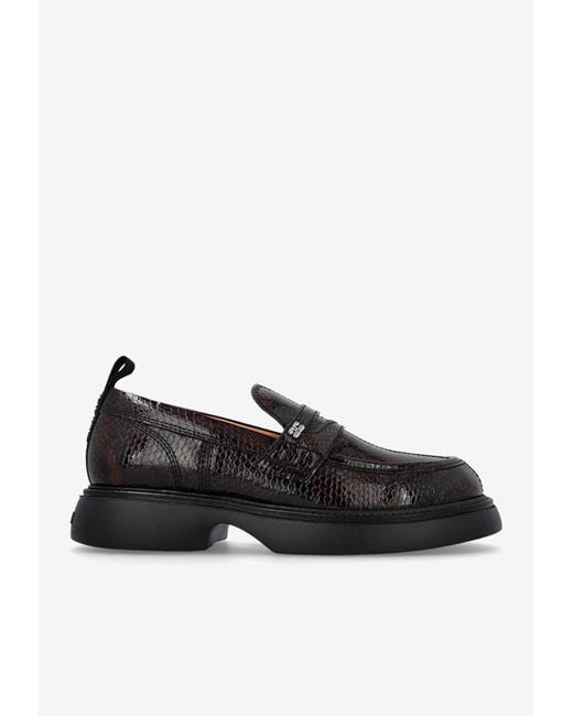 ganni snake loafers