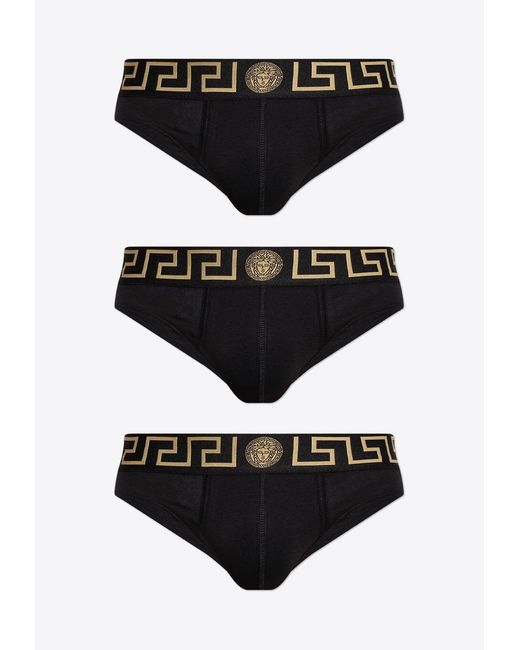 Versace Black Greca Border Briefs for men