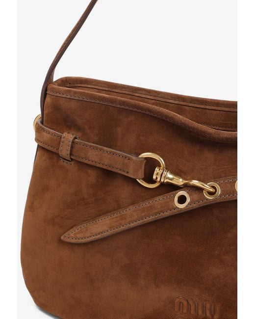 Miu Miu Brown Medium Aventure Suede Shoulder Bag