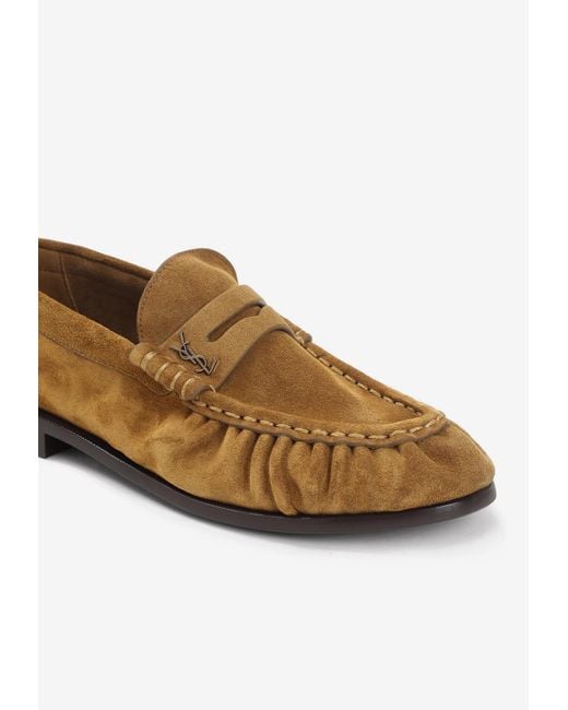Saint Laurent Brown Suede Leather Loafers