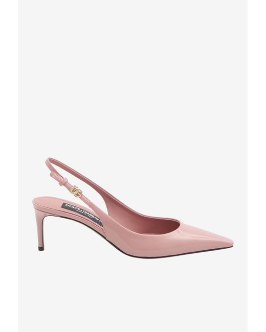 Dolce & Gabbana Pink Mun 90 Polished Leather Slingback Pumps