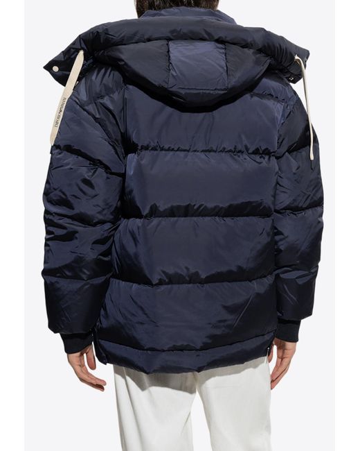 Emporio Armani Blue Logo Patch Quilted Down Jacket for men