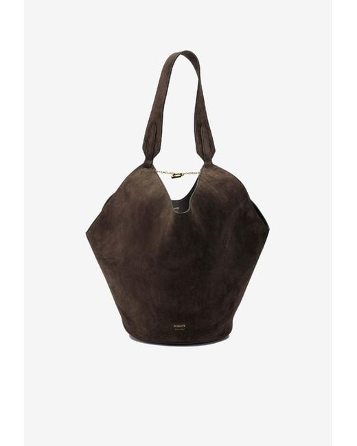 Khaite Black Small Lotus Suede Tote Bag