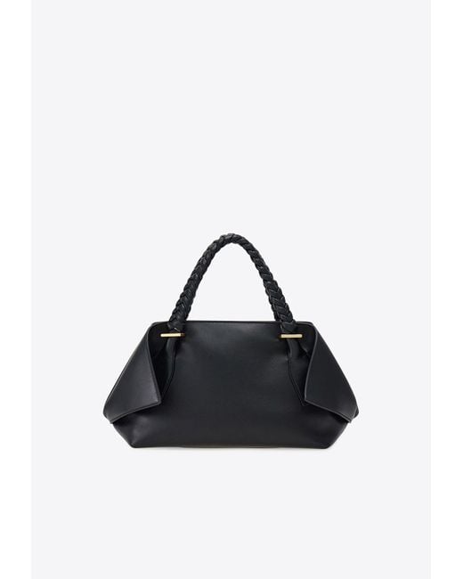 Ferragamo Black Medium Folded Leather Top Handle Bag