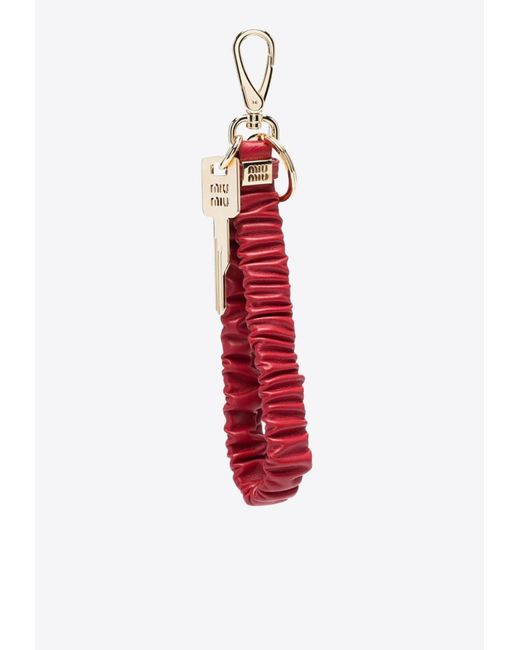 Miu Miu Red Quilted-Effect Key Ring