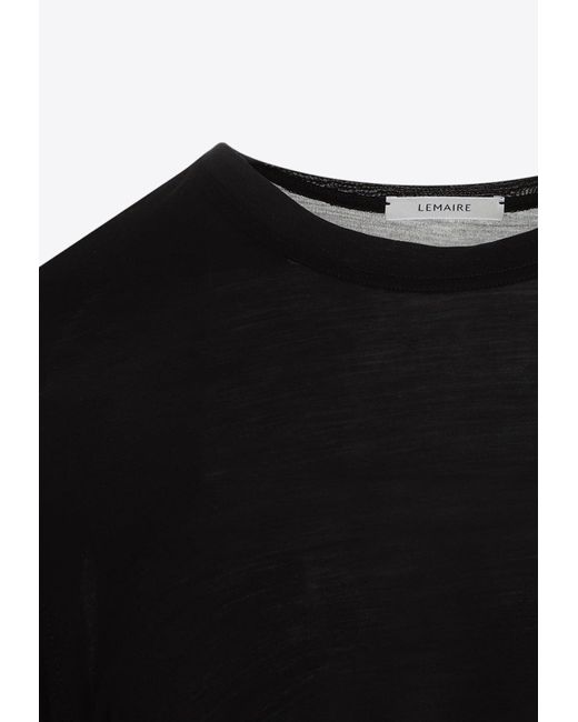 Lemaire Black Long-Sleeved Silk T-Shirt for men