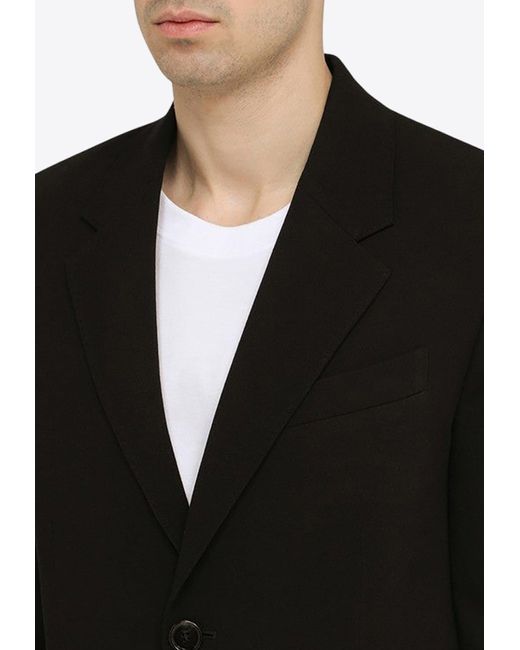 AMI Black Single-Breasted Wool Blazer for men