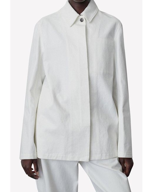 The Row White Somie Long-sleeved Shirt