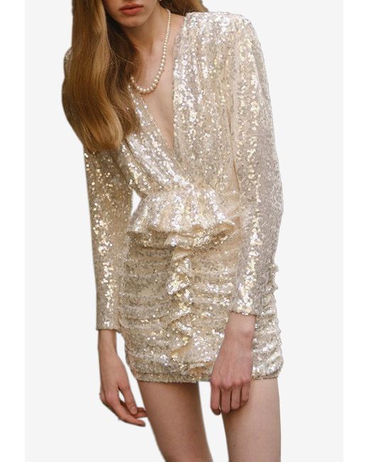 New Arrivals Natural Bebe In White Sands Sequin Embellished Mini Dress