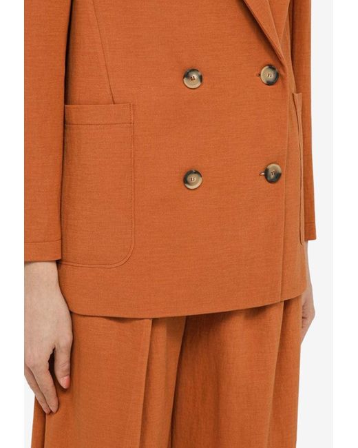 Harris Wharf London Orange Terracotta-Colored Double-Breasted Jacket