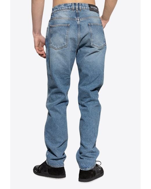 Balmain Blue Basic Straight-Leg Jeans for men