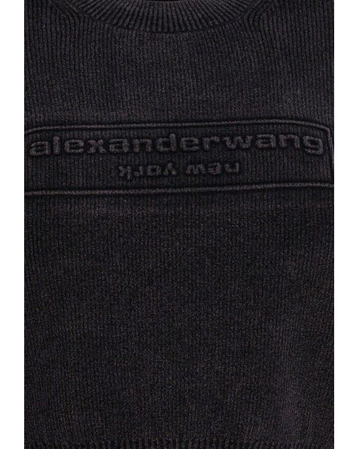 Alexander Wang Black Cropped Crew Neck T-Shirt