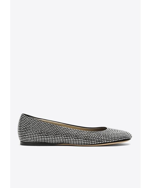 Loewe White Toy Crystal-Embellished Ballet Flats