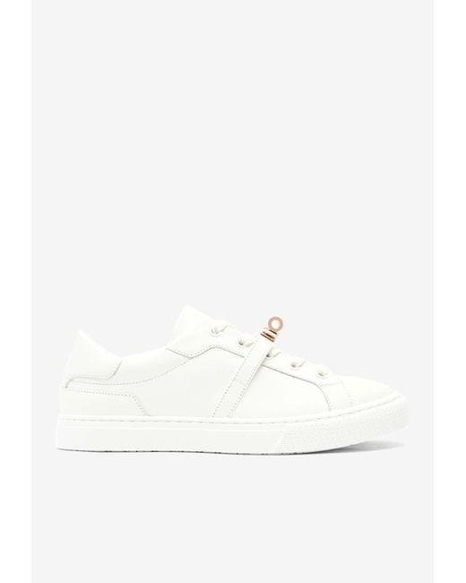 Hermès White Day Rose Kelly Buckle Sneakers